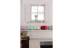 Resim Esmo Home Smeg Beyaz TSF01CREU Retro Krem 2x2 Slot Ekmek Kızartma Makinesi 