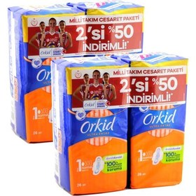 Resim Orkid Hijyenik Ped Ultra Extra Normal 26'li Milli Takım Cesaret Paketi x 2 Adet 