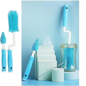 Resim BUFFER® Silikon Uçlu Ekstra Yumuşak Kıllı Sağlam Kavanoz Bardak Şişe Ve Biberon Temizleme Fırçası 