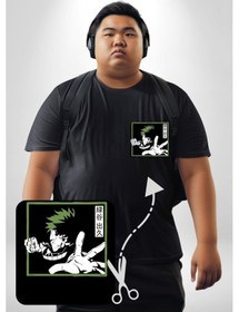 Resim Angemiel My Hero Academia Dabi Anime Siyah Büyük Beden Kadın Basic Minimal Baskılı Tişört Siyah 