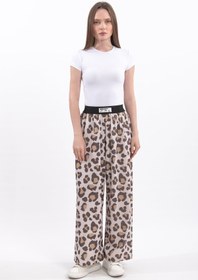 Resim HatunAtila Leopar Baskılı İnce Dokuma Triko Etekli Pantolon 03 - S/M 