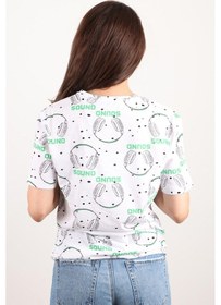 Resim Kadın Baskılı Bisiklet Yaka Oversize T-shirt Çok Renkli 