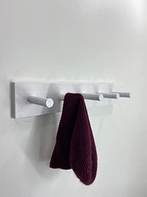 Resim DOĞAL Ahşap Askılık, Ahşap Vestiyer, 5 Askılı Ahşap Duvar Askılığı Beyaz 