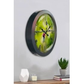 Resim Bahat Salon Ofis Duvar Saati Gri Metal Çerçeve 36 cm 