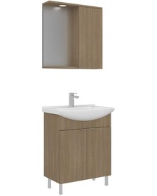 Resim Orka Purus 65 Cm Budva Spot Aynalı Banyo Dolabı Takım Ayaklı Beyaz 