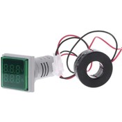 Resim 22Mm Dijital Voltmetre-Ampermetre Ac 20-500V 0-100A Yeşil 