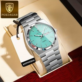 Resim POEDAGAR Erkek Su Geçirmez Işıklı Tarih Takvimi Kuvars Saat - Ultra İnce Paslanmaz Çelik Mavi Kadran Spor İş Tarzı Gençler ve Yürümek Yetişkinler İçin, Moda Kore Trend Aksesuarı, Şık Metalik Kasa, Dokulu Kadran Tasarımı, Şükran Günü İçin Mükemmel 