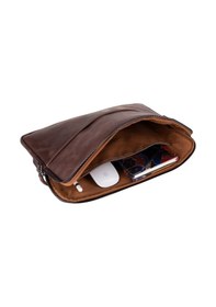 Resim Leeds 16 İnç Apple Uyumlu MacBook Ve Pc , Hakiki Deri, El Yapımı Kılıf, Karamel Kahverengi Açık 