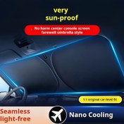 Resim Ultra Dayanıklı Titanyum Gümüş Güneşlik - Ön Cam için Kalın Katlanabilir Araba Güneşlik, SUV'lar ve Arabalar için Isı Yalıtım Paneli, Depolama Çantası, UV Koruması ve İç Mekan Soğutma, Kolay Kurulum, Araba Ön Cam Güneşlik 