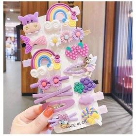 Resim Kız Bebek Ve Çocuk Toka Seti Mor Koyu Mor 