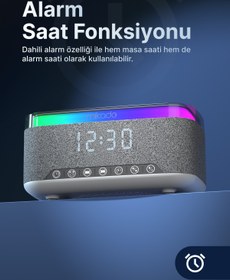 Resim Mikado Bluetooth Hoparlör MD-W8 1200mAh Kablosuz Şarj, Alarmlı Saat ve RGB Gece Lambası Özellikli 