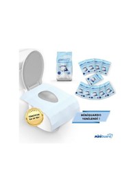Resim MiniGuard Yeni Nesil Klozet Örtüsü - Tek Kullanımlık, Özel Sistemli, Su Geçirmez, Kaymaz - 10 Adet - Klozet Kapak Örtüsü 