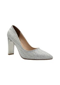 Resim Park Moda Parkmoda D8791 Simli Topuk Detaylı Kadın Ayakkabı Gumüş Gumüş 