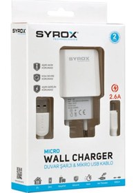 Resim (Yeni Tip) Syrox J47 Micro Usb Girişli 2.6 Amper Hızlı Şarj Aleti (418321417) 