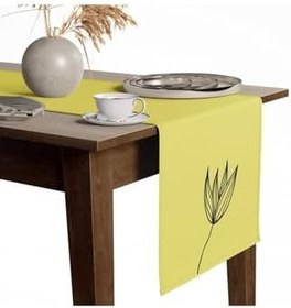 Resim Tropik Home Amerikan Servis Dijital Baskılı Sarı Lale Desen Renkli Masa Sunum Runner 40x145 