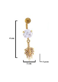 Resim Ferizz Altın Kaplama Zirkon Taşlı Yaprak Piercing Prc-136 