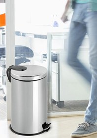 Resim GörSeç 30 Litre Çöp Kovası Paslanmaz Pedallı Çöp Kutusu Ayaklı 30 Lt Ofis Lüks Mutfak Bahçe Kovası 