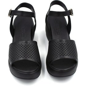 Resim Beyaz Shoes Poli Hafif Taban Dolgu Topuklu Günlük Kadın Sandalet Siyah Siyah 