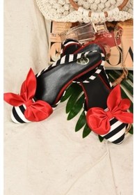 Resim Fox Shoes Siyah/Beyaz/Kırmızı Kumaş Kadın Babet H726809004 Beyaz - Kırmızı 