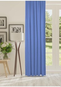 Resim Cheap's Home Petek Dokulu Kadife Dokuma Düz Dikiş Ekstrafor Büzgü Fon Perde İndigo Mavi 