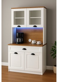 Resim Classico Çok Amaçlı Kahve Köşesi Led Işıklı,modern Tasarım Beyaz 