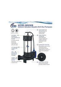 Resim Factor Kirli Su Dalgıç Pompa, Döküm Gövde, 1800 W, 14 M, Wvsd1800wb 