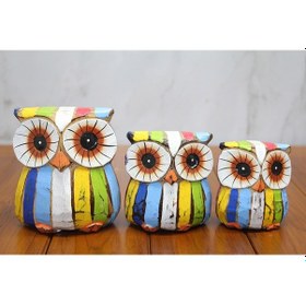 Resim Ahşap 3'lü Baykuş Seti Model 4 - 9084359716912do 