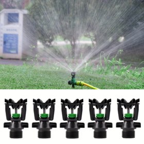 Resim 5 Adet Yüksek Kaliteli ABS Sulama Başlığı, 1/2" Erkek Dişli, 360° Otomatik Dönen Püskürtme Başlıkları Verimli Bahçe & Çim Sulaması İçin - Yeşil & Siyah, Çim Sulama Başlıkları 
