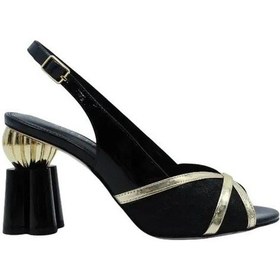Resim Poletto Hakiki Deri /tekstil Altın-sıyah Sandalet Topuklu 380 13-523 Altın - Siyah 