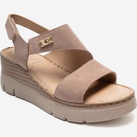 Resim Luvishoes Sophıe Bej Süet Hakiki Deri Kadın Dolgu Topuklu Sandalet Bej 