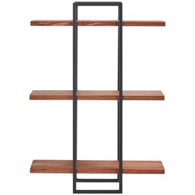 Resim Umutpark 3 Katlı Metal Ahşap Duvar Raf. Ceviz 