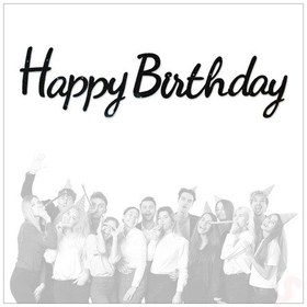 Resim Happy Birthday Simli Folyo Karton Banner, 2 Mt - Siyah 0 - 99 