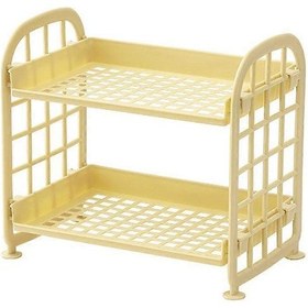 Resim Ganzhoushop Masaüstü Raf Kozmetik Depolama Tutucu, 2 Katmanlı Çok İşlevli Plastik Raf Makyaj Düzenleyicisarı 