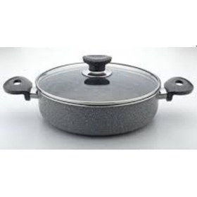 Resim Arselon Granit Cam Kapaklı Basık Tencere 22 CM 