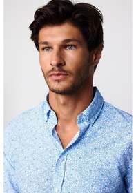 Resim Tudors Slim Fit Baskılı Desenli Kolay Ütü Yaka Düğmeli Beyaz Gömlek-28883-beyaz Beyaz 