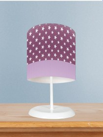 Resim Mekta Home Bebek Ve Çocuk Odası Lila Bulut Desenli Abajur 