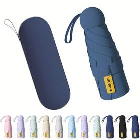 Resim Kompakt UV-Resistans Katlanabilir Şemsiye, Ultra-Mini Kapsül Tasarımı - 6 Kaburga Yapısı, Hafif Kauçuk Sap, Seyahat, Plaj, Piknik, Kamp İçin İdeal - Sevgililer Günü, Kadınlar Günü, Anneler Günü İçin Mükemmel Hediye, Sevimli Şemsiye|Minimalist Tarz|Dayanıklı Kumaş 