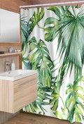 Resim KARO DESIGN Amazon Yaprak Desenli Su Geçirmez Banyo Ve Duş Perdesi 