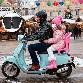 Resim FokCalgary Gidon Eldiveni | Rüzgar Geçirmez Soğuk Hava Eldiveni | Su Geçirmez Ve Sıcak Koruyucu - Motosiklet Sürüşü İçin Kış Dağ Ve Yol Bisikleti İçin Elektrikli Bisiklet Scooter 