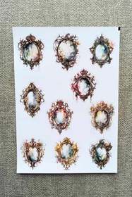 Resim 10 Adet Vintage Gothic Ayna Sticker Bullet Journal Scrapbook Laptop Sticker 
