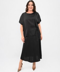 Resim Kadın Büyük Beden Saten Etek Takım 6310-25 - 3XL / Bej 