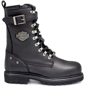 Resim Harley Davidson Gladis Black Siyah Deri Kadın Bot Siyah 