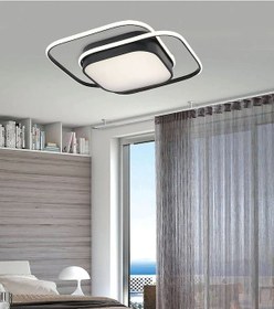 Resim İkili Kare Led Plafonyer Avize Üç Renkli Siyah Renkli Çok Renkli 