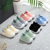 Resim Unisex Bebek Spor Ayakkabıları - Kumaş Tabanlık, PVC Taban ve Düz Renk Tasarımlı Erkek Çocuk ve Küçük Çocuklar İçin Düşük Topuklu Slip-On Rahat Yürüme Ayakkabıları 