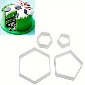 Resim 4'lü Set, Futbol Fondan Kesiciler, Plastik Kurabiye Kabartma Kalıpları, Hamur Kalıpları, Pişirme Araçları, Mutfak Aksesuarları 