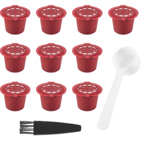 Resim Nespresso Için 10 Adet Yeniden Kullanılabilir Doldurulabilir Kahve Kapsül Filtresi Kaşık Fırçalı Mutfak Aksesuarları Kahve Filtresi Kırmızı (Yurt Dışından) 