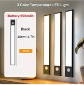 Resim Boatshop1 2 Adet Siyah 40cm Led Hareket Sensörlü Dolap Işığı Kablosuz Manyetik Usb Şarjlı Gardırop Tezgah Altı Mutfak Aydınlatma Siyah 