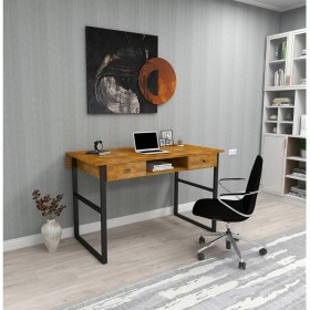 Resim Allen Doğal Ahşap Çalışma Masası Meşe Renk 