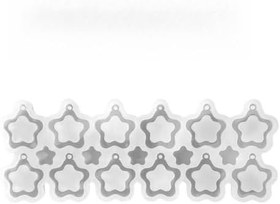 Resim Epoksi Silikon Kalıp Çoklu İçi Boş Yıldız Delikli Kolye Anahtarlık Küpe Kalıbı 12 Li 