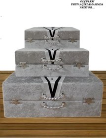 Resim Sonem Çeyiz Çeyiz Sandık Gelin Damat Çanta Bohça Kutusu 3lü 0556 